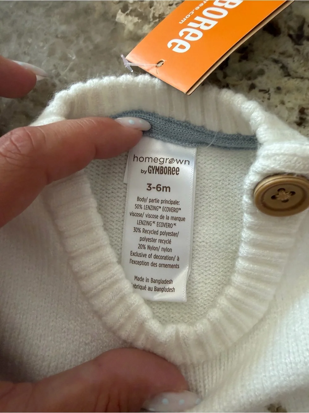 Gymboree Cream Knit Baby Sweater with Button Detail